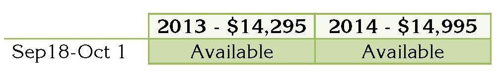 Combo Dates & Prices- 2013 & 2014 - 2