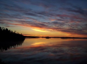Romantic sunset at North Knife Lake.