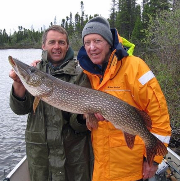 Mike Reimer and Gene Vukelic with big northern pike at North Knife Lake.