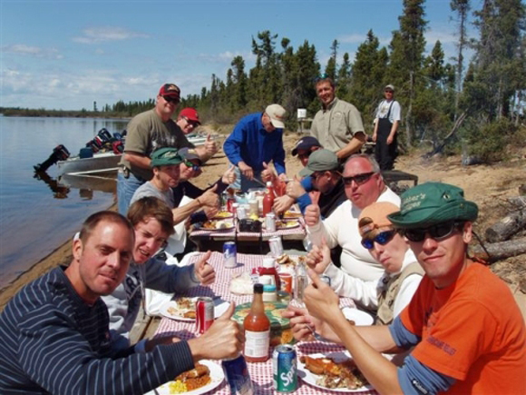Father's, sons and grandsons. The Vukelic family celebrates 20 years at North Knife Lake.