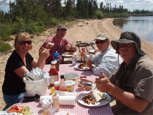 Shore lunch on North Knife Lake. Always delicious!