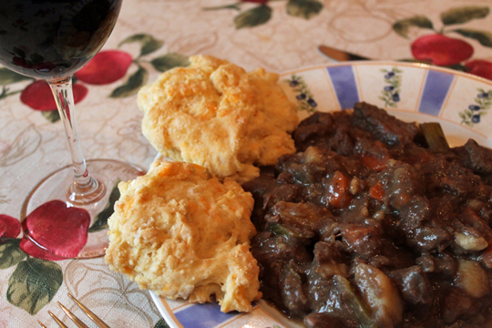 Goose Stew with Cheese Biscuits - Black Currants & Caribou