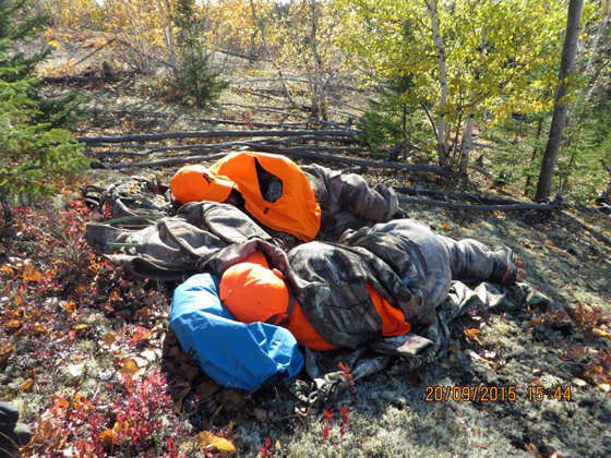 Nap time for moose hunters. David and Jackson. Webber's Lodges.