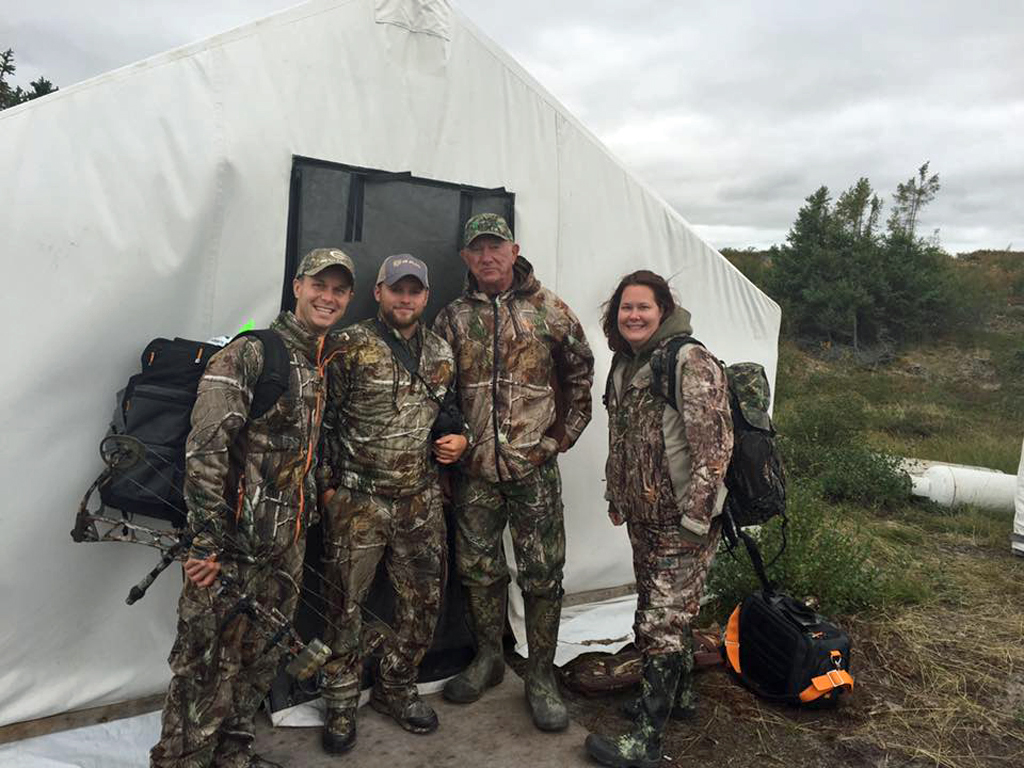 Tent mates at caribou camp. L to R Kevin Beasley, Jake Thompson, George Weber, Liz Richter.